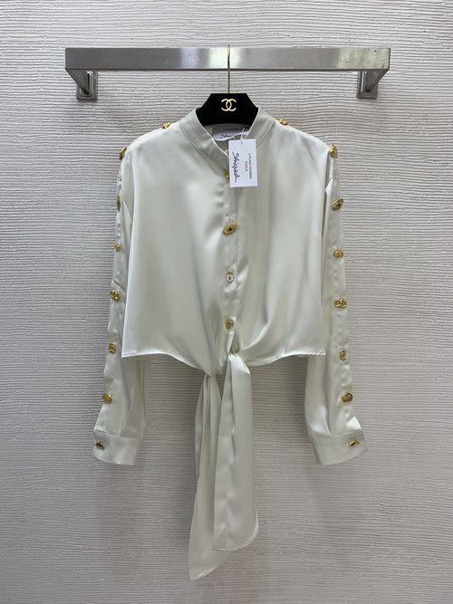 Schiaparelli Customized Imitation Acetate Collared Short-Sleeved Shirt