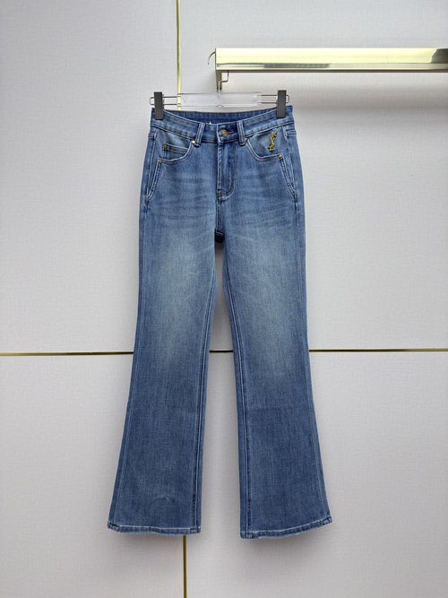 Yves Saint Laurent New Micro Flares Jeans with Embroidered Pocket