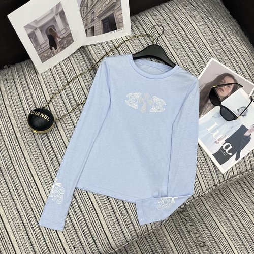 Chrome Hearts Early Spring: Studded Cross Print Tencel Long-Sleeve Top