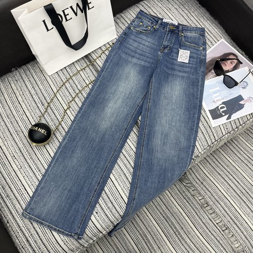 Loewe Fashionable Denim Straight-Leg Pants with Octopus Embroidery