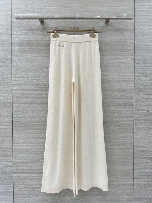 Dior Limited Letter Embroidery Cashmere Wide - Leg Pants, Luxury
