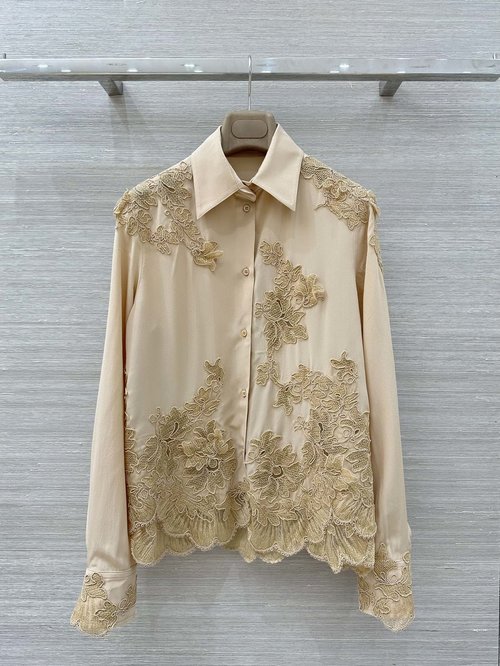 Alexander Wang Luxurious Silk Shirt with Handmade 3D Flower Embroidery