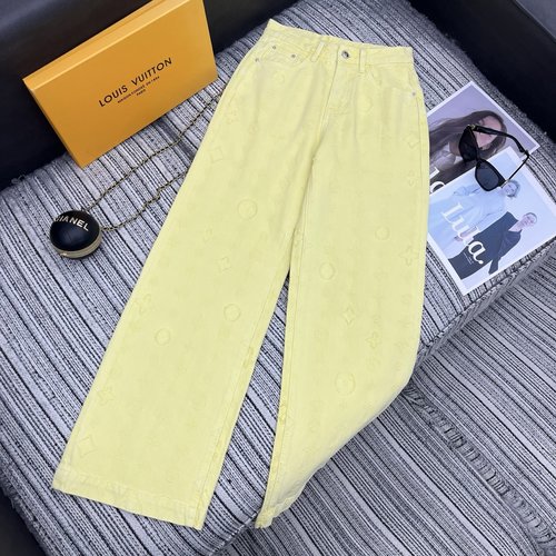 Louis Vuitton Recommended: Logo Letter Jacquard Denim Straight Pants