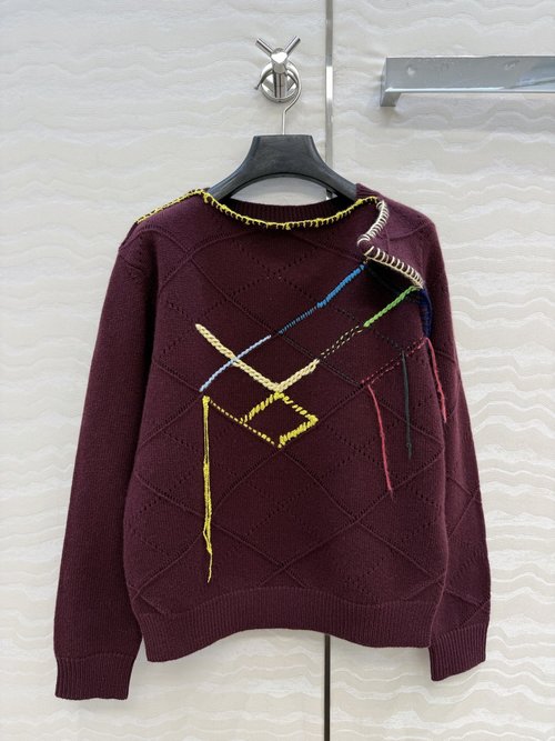 Loewe Asymmetric Round - Neck Sweater with Geometric Accents