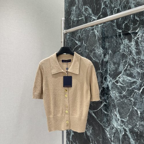 Louis Vuitton Knit Short Sleeve Polo Collar Cardigan, Soft & Practical