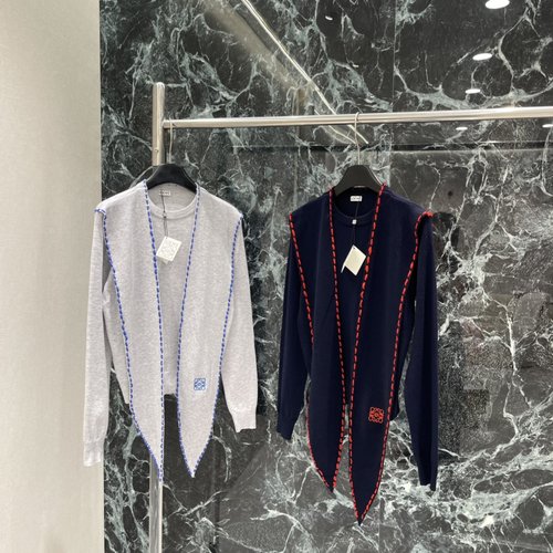 Loewe Scarf Collar Short Knit Sweater