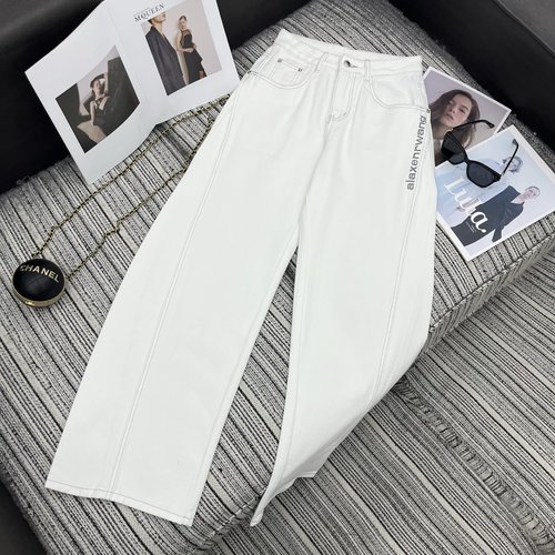 Alexander Wang Embroidered Letter Curved Jeans, Stylish
