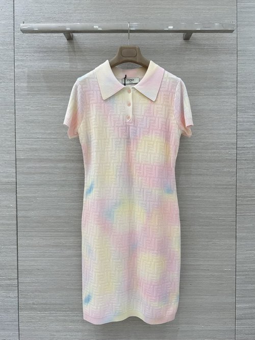 Fendi Tie-dye Floral Knit Dress for Elegant Look