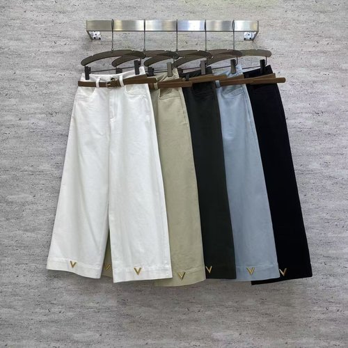 Valentino High Waist Wide Leg Cropped Jeans with Leather Belt