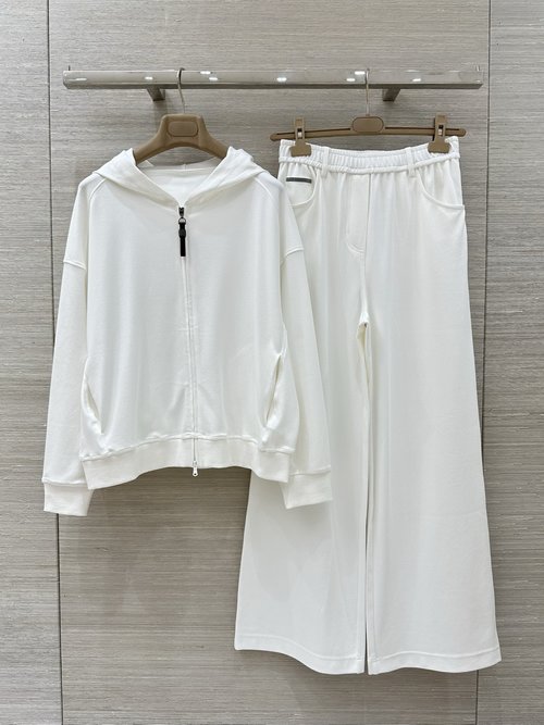 Brunello Cucinelli Exclusive Knit Open - Front Cardigan and Pants Set