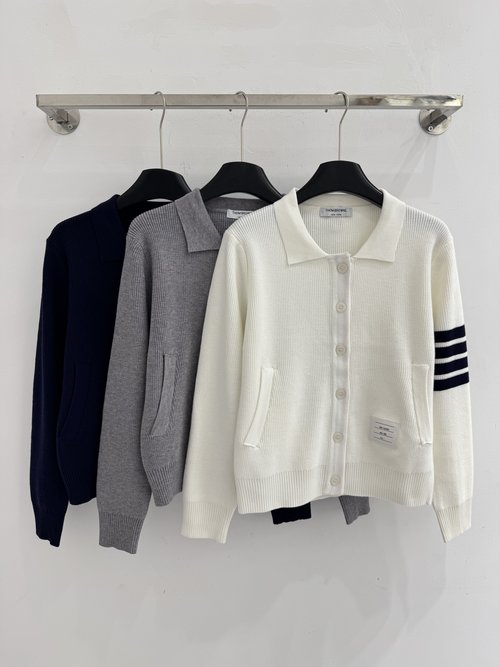 Thom Browne Spring Lapel Design Single-row Button Jacket with Contrasting Stripes