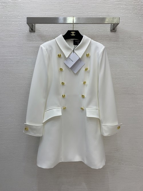 Balmain Stylish Double-Breasted Dress with Gold Decorations