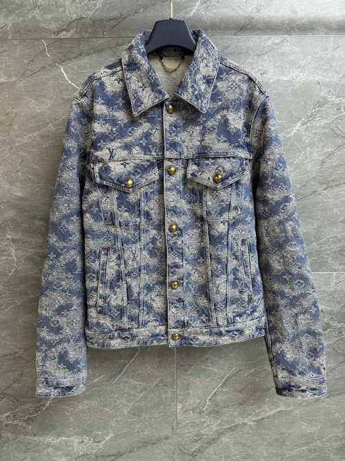 Louis Vuitton Floral Jacquard Denim Jacket, Loose Fit