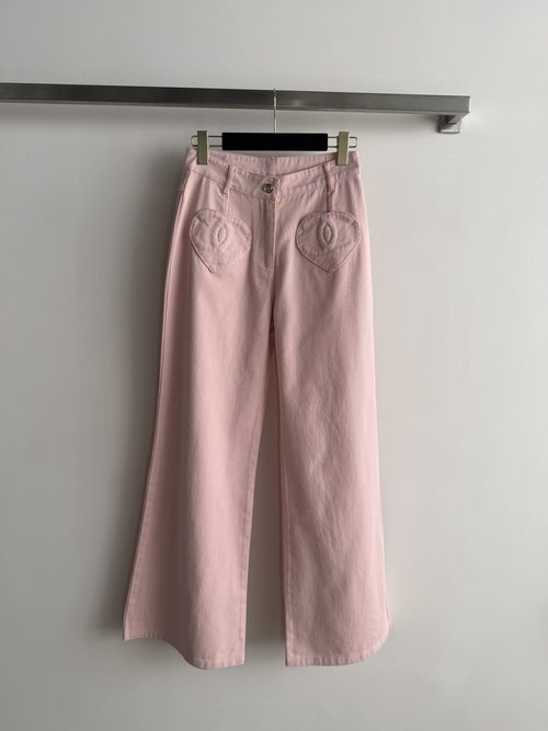 Chanel Trendy Denim Flare Pants with Heart Decor