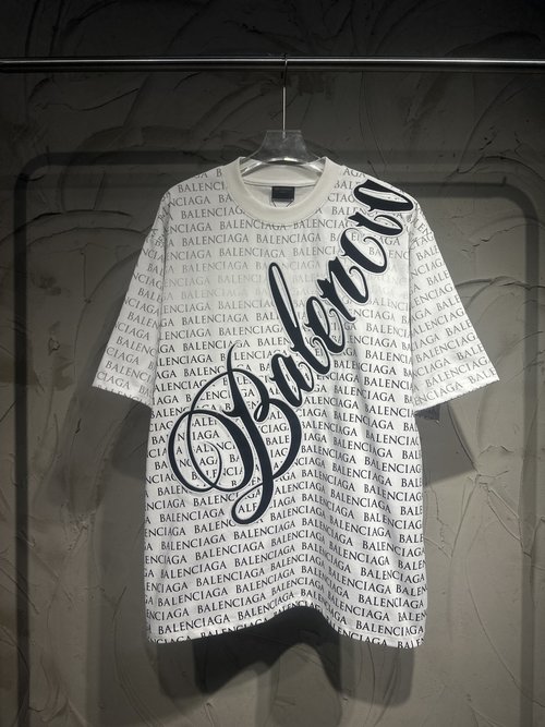 Balenciaga Heavy Cotton Short-sleeved T-shirt with Gradient Print in Black & White