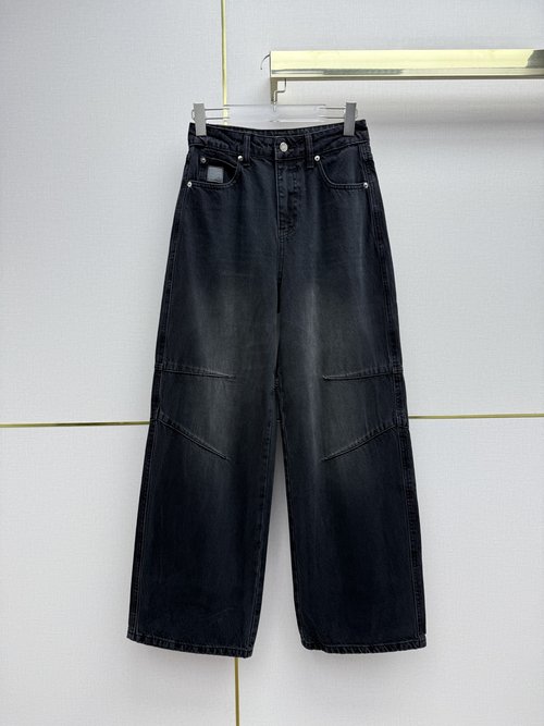 Loewe Wide Leg Denim Jeans with Gradient Wash and Logo