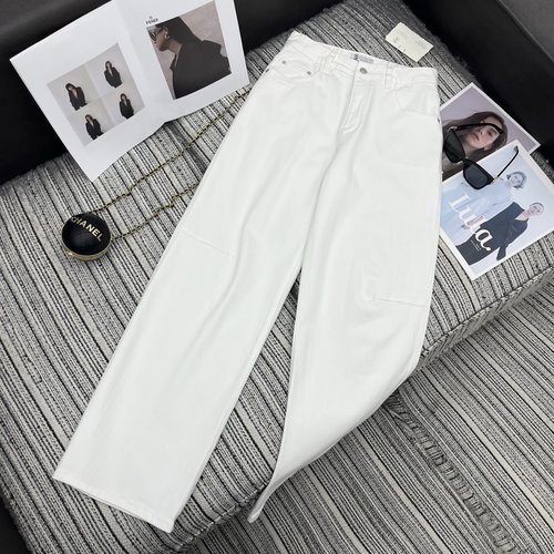 Brunello Cucinelli Curved Blade White Denim Trousers