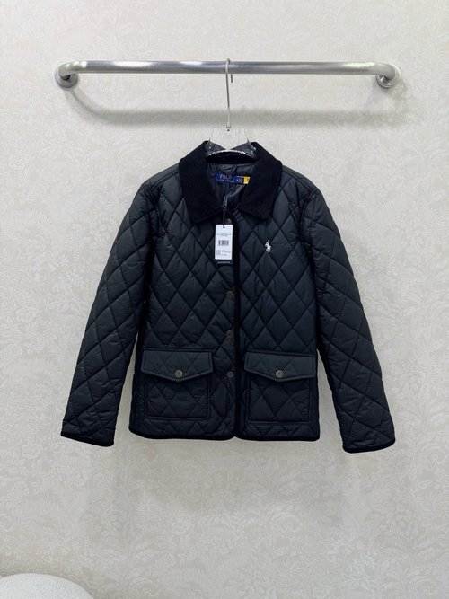 Polo Ralph Lauren Corduroy Collar Cotton Jacket with Horse Embroidery, Classic Look