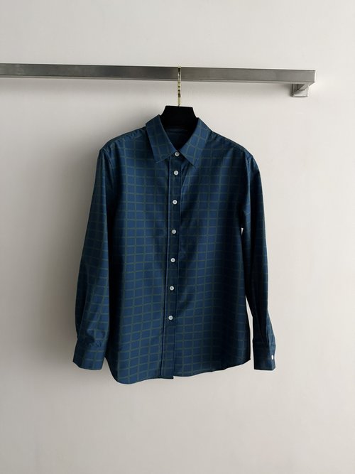 Loro Piana Retro Blue-Green Checkered Shirt for Any Occasion