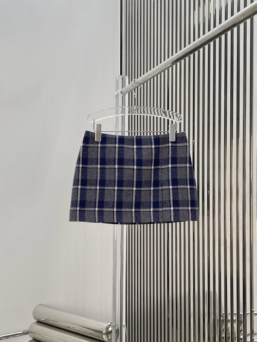 Miu Miu New - 100% Wool Tweed A-Line Slit Skirt