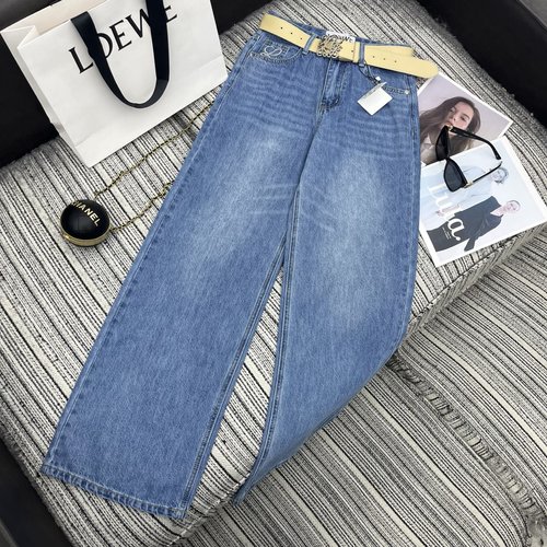 Loewe Straight-leg Denim Trousers with Studded Logo