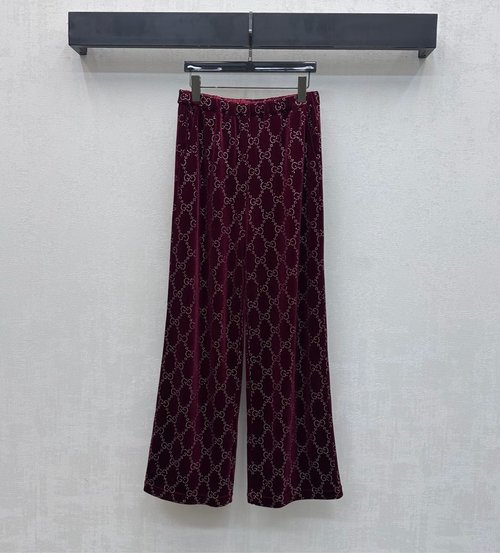 Gucci Sequined True Silk Velvet High-Waisted Trousers