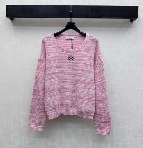 Loewe Knitted Top with Contrast Color and Embroidery Logo