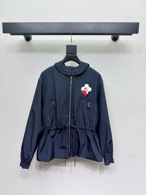 Louis Vuitton Classic Floral Hooded Jacket with Red Accents