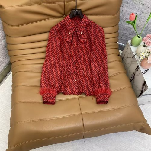 Fendi Vintage Pattern Elegant Heavy Silk Blouse