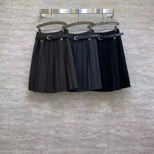 Fendi A-Line Pleated TR Suit Skirt, Three Colors