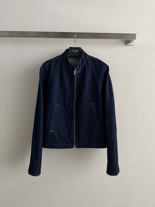 Loro Piana Stand-Collar Denim Jacket, Lightweight and Breathable