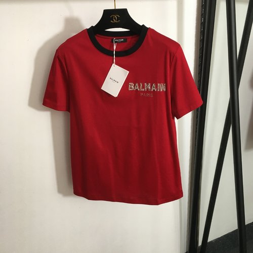 Balmain Sequined Letter Short Sleeve T-Shirt, Striking Appearance