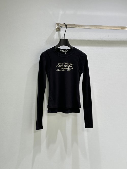 Dior Faux Two-Piece Long Sleeve Tee with Fairy Tale Logo and Fit Cut