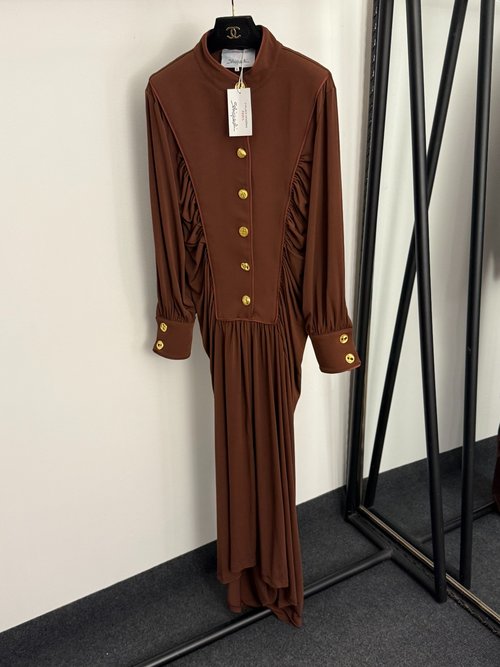 Schiaparelli High-end Custom Dress with Golden Buttons in Two Colors