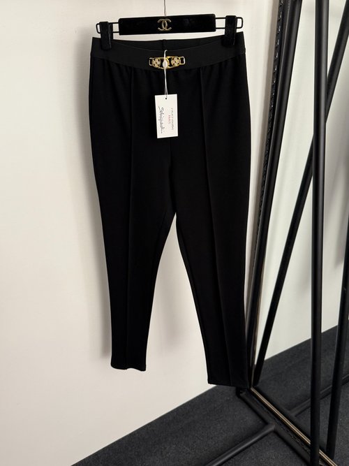 Schiaparelli Elastic Slimming High-waisted Tights with Diamond-studded Metal Waistband in Black