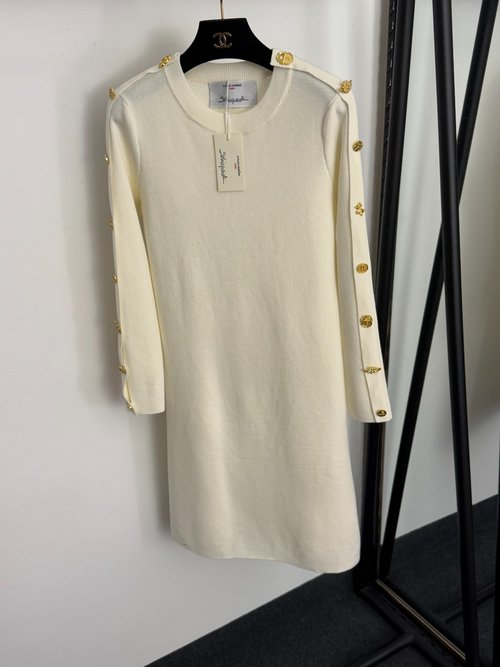 Schiaparelli All-Match Knit Dress with Shaped Buttons