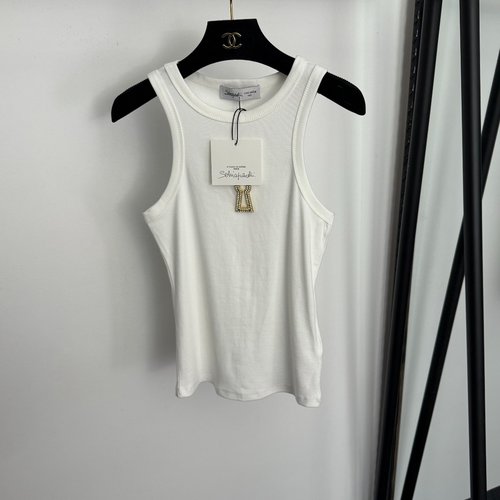 Schiaparelli Metal-Embellished Keyhole Slim Vest