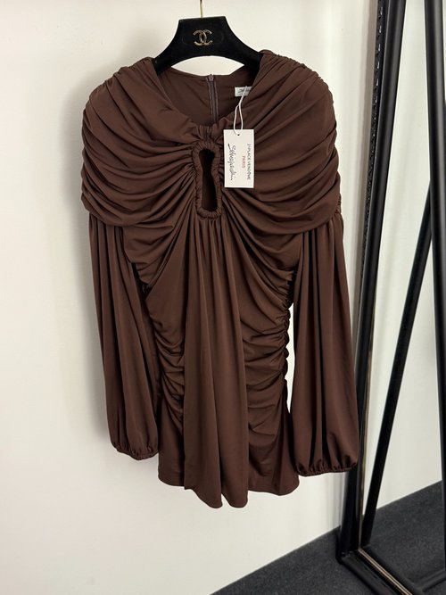 Schiaparelli Hollowed-Out Keyhole Dress with Ruffled Waist