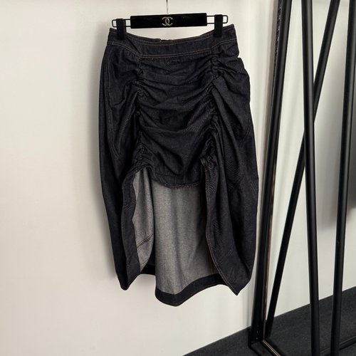 Zimmermann Trailing Denim Skirt with Ruffled Design