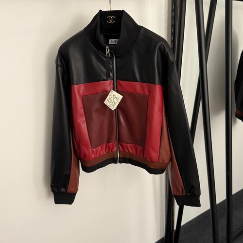 Loewe Square - patched Long - sleeve PU Jacket with Back Logo