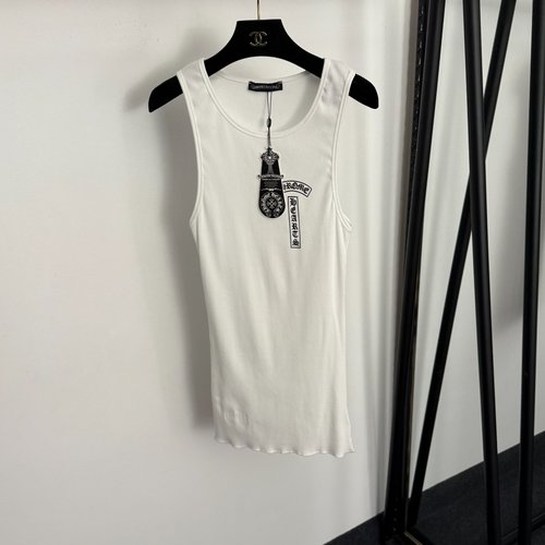 Chrome Hearts White and Black Sanskrit Cross Printing Vest