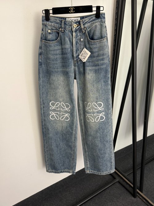 Loewe New Knee Logo Burned Flower Jeans