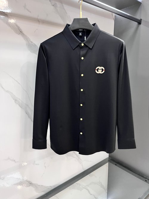 Gucci New Fleece Collar Long-sleeve Shirt with Logo