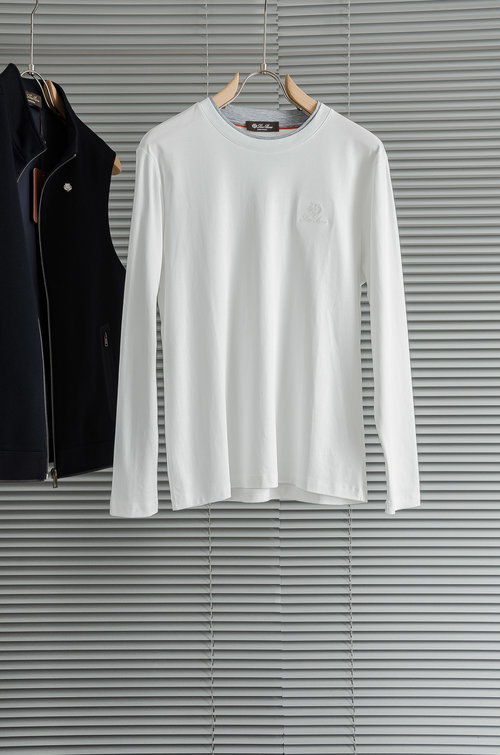 Loro Piana Solid Color Long Sleeve Round Neck T-Shirt