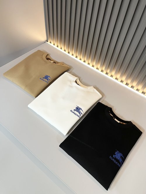 Burberry Pure Cotton Round Neck Sweatshirt with Logo Embroidery