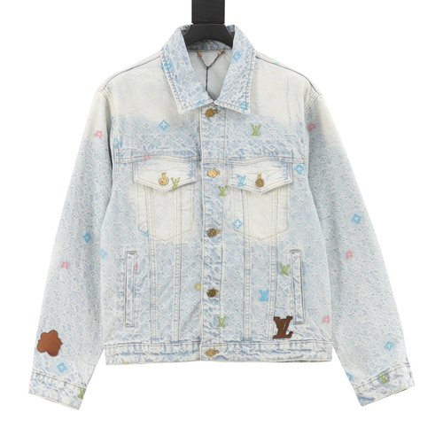 Louis Vuitton Vintage-Inspired Candy Embroidered Denim Jacket with Precision Craftsmanship