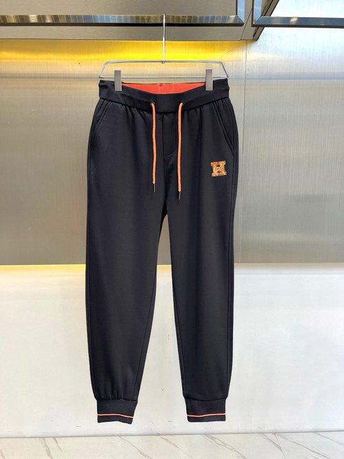 Hermes New Casual Pants with Classic Logo, Great Comfort