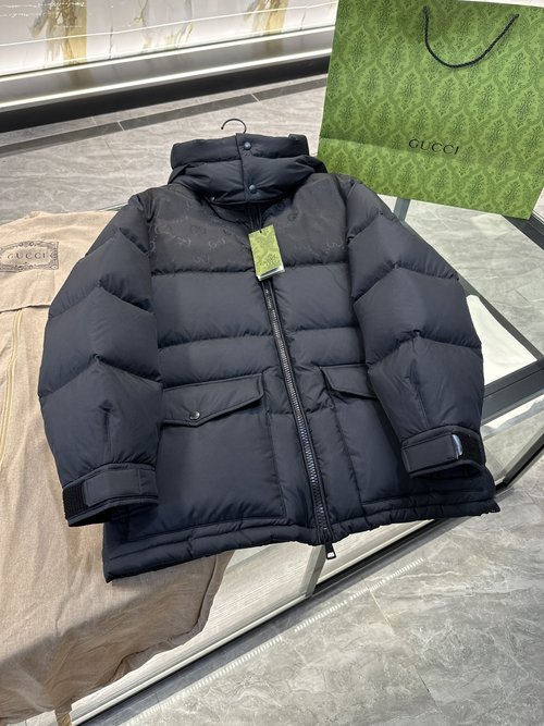 Gucci High-Density Nylon Waterproof Down Coat with Classic GG Motif