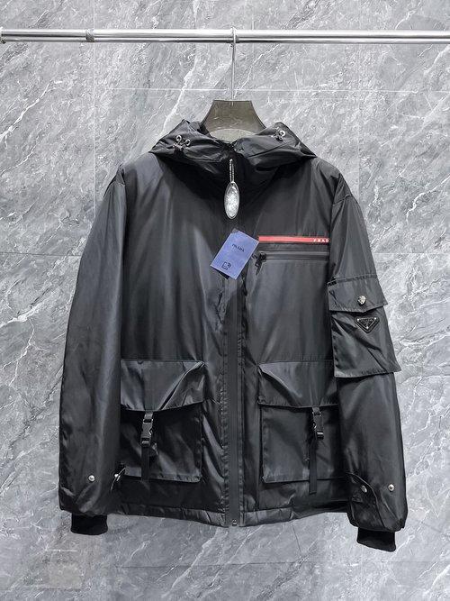 Prada Premium Down Jacket with 90% Down and Logo