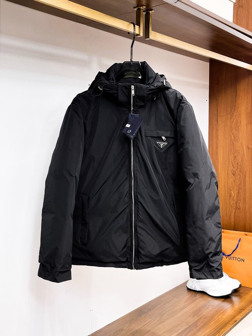 Prada Premium Down Jacket with 90% Down and Logo